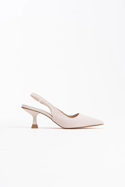 TB Terzi Bey Angelica Women's Beige Satin Heeled Shoes