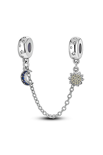 Choice10 KTC405 سلسلة سلسلة أمان مطلية بالفضة جديدة على شكل قطة وردية وقمر ون...