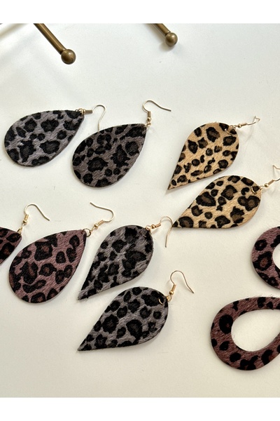 YOUES JEWELRY Leopar Desenli Kadın Sallantılı Küpe