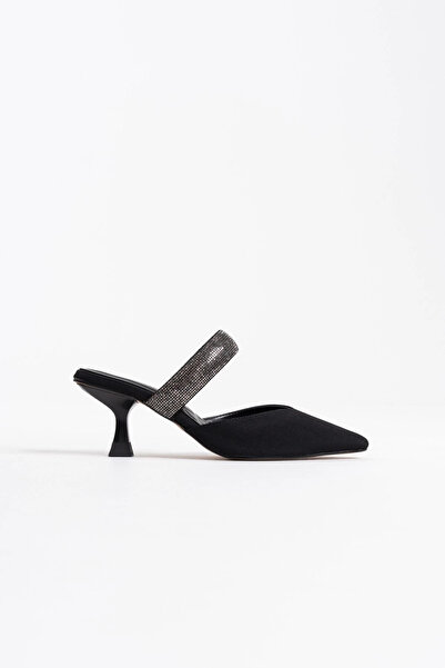 TB Terzi Bey Nina Heeled Black Women's Slippers