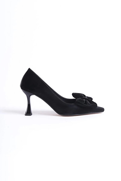 TB Terzi Bey Agnes Women's Bow Detailed Black Heeled Shoes
