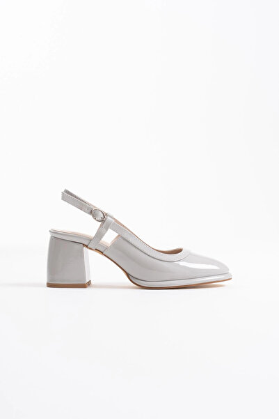 TB Terzi Bey Taila Gray Patent Leather Women's Heeled Shoes