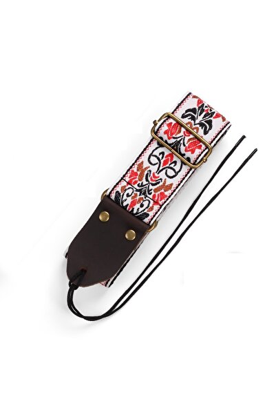 choice2 WhiteRed Miwayer Embroidered Guitar Strap Soft Vintage Flowers Adjust...