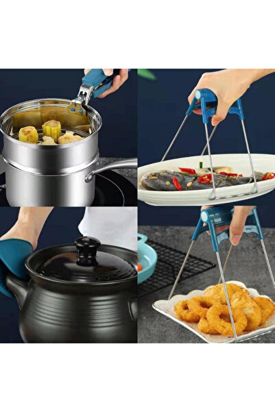 Decoan 4 Piece Anti-Scald Kitchen Set - Pot Pan Holder and Oven Mitts