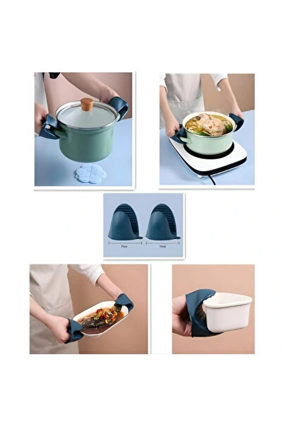 Decoan 4 Piece Anti-Scald Kitchen Set - Pot Pan Holder and Oven Mitts