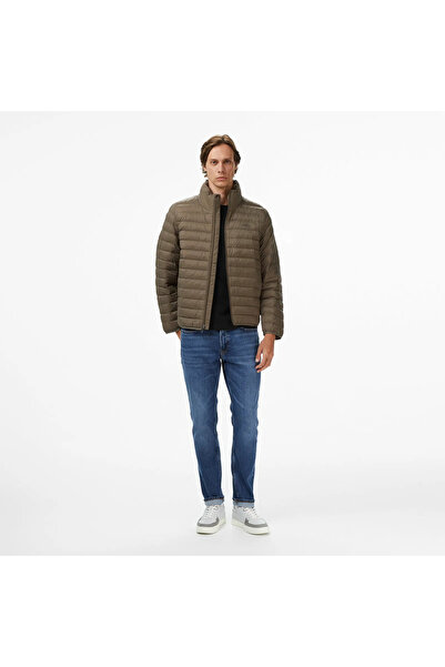 Calvin Klein Erkek Normal Kalıp Kapitone Desenli Isı Yalıtımlı Su Geçirmez Dik Yaka Kahverengi Ceket LV04LC506G-P