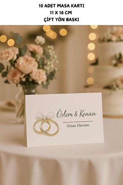 izmirdenet 10 Adet Davetiye , Düğün Nişan Davet Masa Kartı, Hoşgeldiniz Kartı