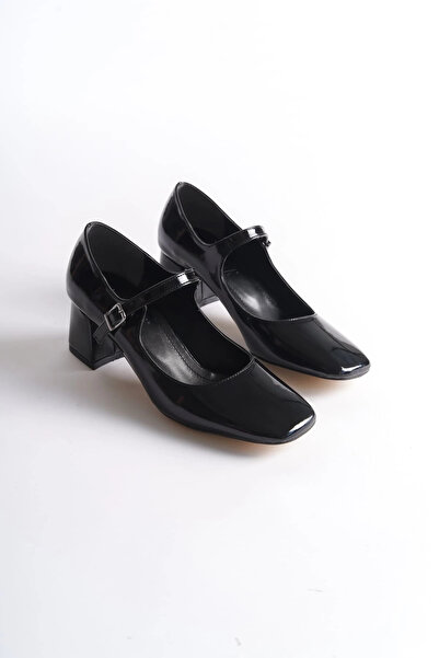 Genel Markalar Rosalie Siyah Rugan Topuklu Kadın Ayakkabı