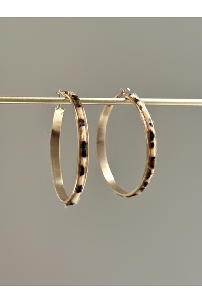 YOUES JEWELRY Çelik Leopar Desenli Halka Kadın Küpe