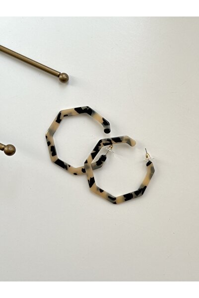 YOUES JEWELRY Çelik Leopar Desenli Halka Kadın Küpe