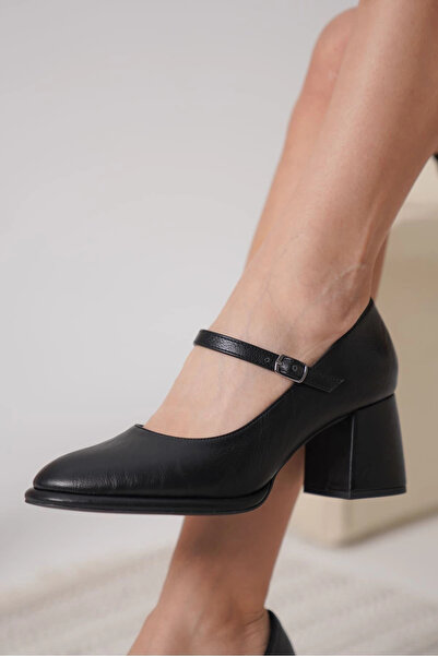 TB Terzi Bey Slay Black Skin Women's Heeled Shoes