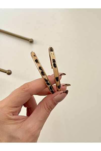 YOUES JEWELRY Çelik Leopar Desenli Halka Kadın Küpe