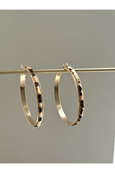 YOUES JEWELRY Çelik Leopar Desenli Halka Kadın Küpe