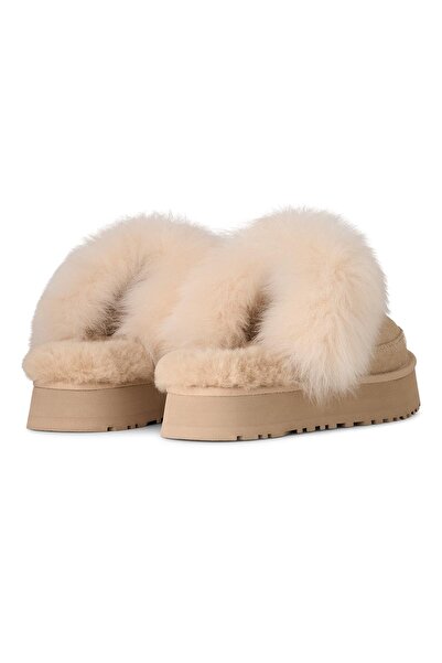 UGG Kadın Platform Taban Yumuşak Astarlı Süet Deri Üst Yüzeyli Bej Bot & Bootie 1173930-SANDCASTLE