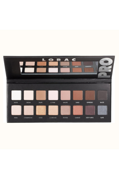 lorac مجموعة ظلال العيون 16 لونًا (8 ألوان غير لامعة، 8 ألوان لامعة) مع برايمر عيون صغير