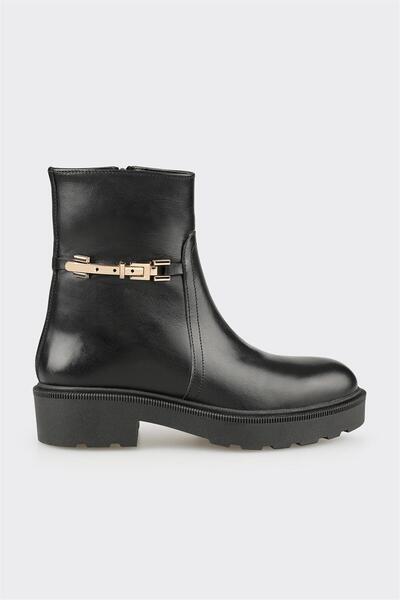 Elle Shoes Siyah Deri Kadın Günlük Bot