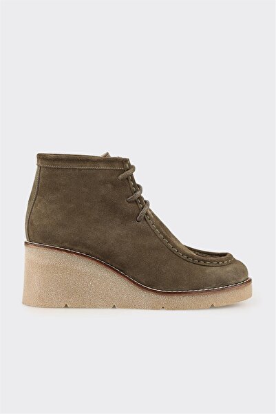 Elle Shoes Haki Deri Kadın Klasik Bot