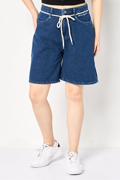 Karl Lagerfeld Women Washed Denim Shorts, Blue