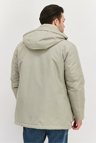 BOSS Men Solid Hooded Parka Jacket, Light Grey