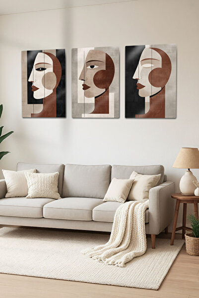 DekorHane Μεταλλική εκτύπωση - Σετ ζωγραφικής 3 τεμαχίων, μοντέρνα αφηρημένη ...