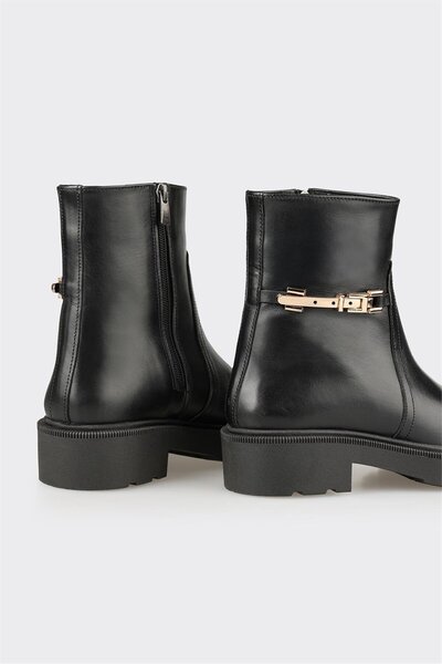 Elle Shoes Siyah Deri Kadın Günlük Bot