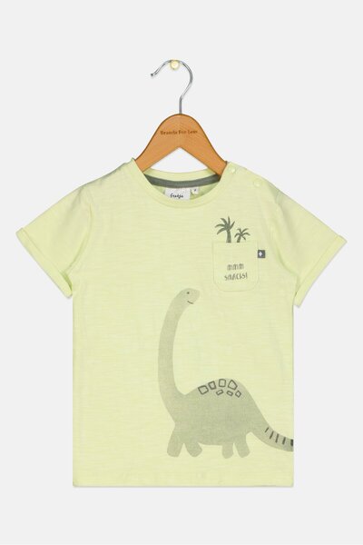 Feetje تي شيرت بأكمام قصيرة مطبوع عليه رسوميات للأولاد الصغار، لون ليموني