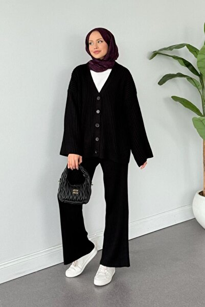 Şulemoda Giyim Galata κοτλέ Σετ Μπουφάν Μαύρο