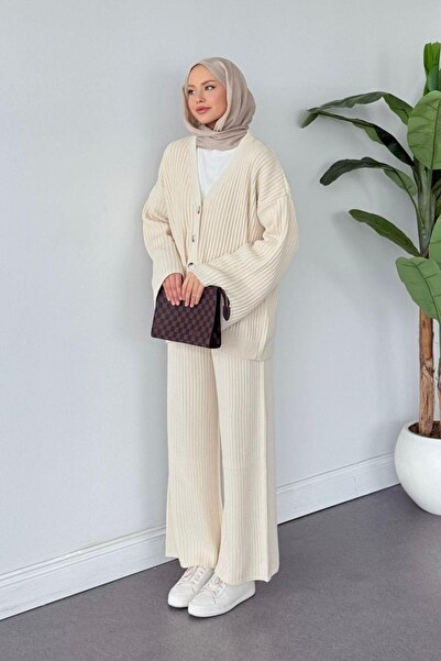 Hazamoda Eda Double Knitwear Set Ecru
