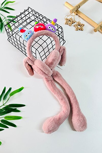 Minigimin Cicileri My Little One's Plush Girl's Headphones with Colorful Eyes and Antenna - Dusty Rose