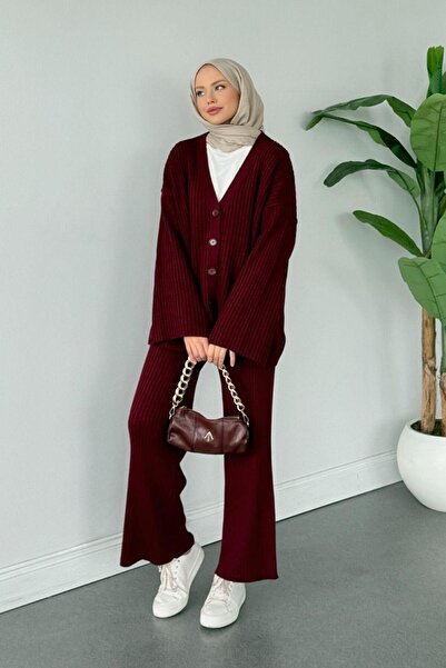 Şulemoda Giyim Galata κοτλέ Σετ Μπουφάν Μπορντό