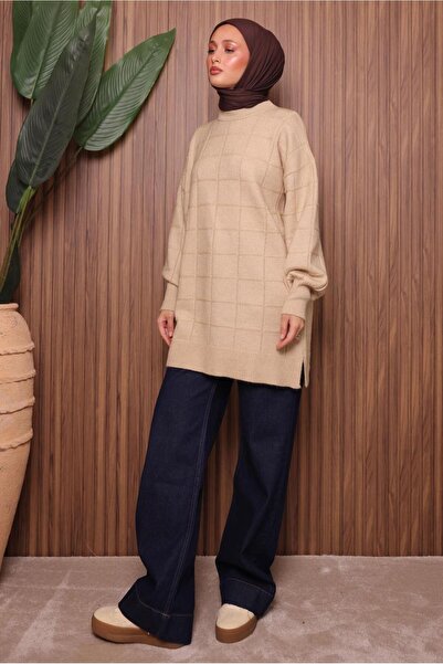 TRENDTESETTÜR Women's Beige Knit Tunic t 2107
