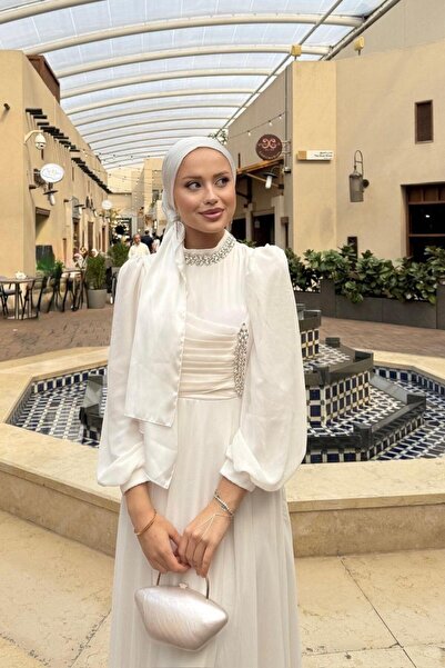 Şulemoda Giyim Βραδινό φόρεμα Başak Chiffon Λευκό