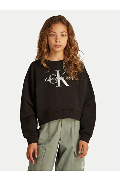 Calvin Klein Baskılı Kız Çocuk Siyah Sweatshırt IG0IG02823BEH