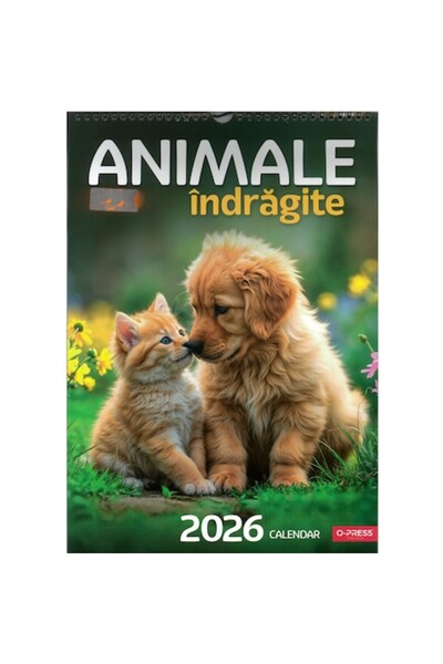 O-PRESS Calendar Animale indragite anul 2026, A3, 8 file -O-Press