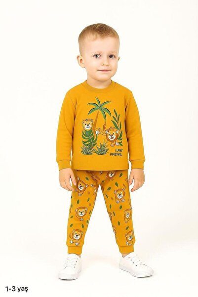 Hümazade طقم بيجامة للأطفال من عمر 1-3 سنوات من يلو ليون