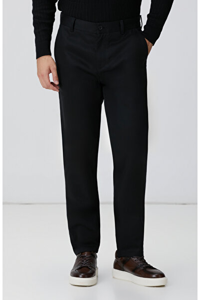 Network Siyah Bağcıklı Diyagonal Desenli Pantolon