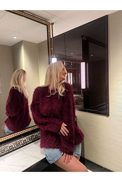 Peluş Kazak Bordo