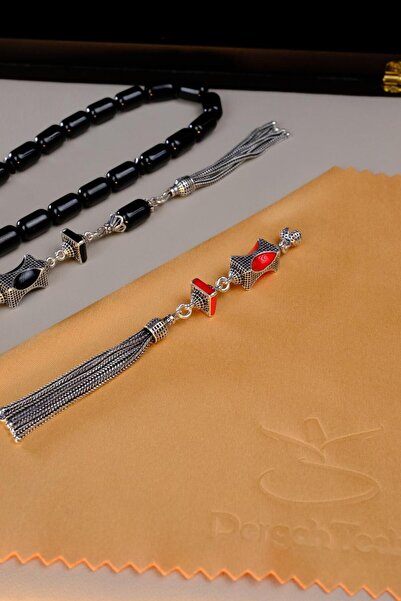 dergah tesbih Special Red Enamel Silver Tassel