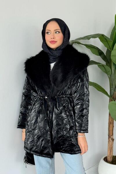 Şulemoda Giyim Pay Fur Inflatable Coat Black