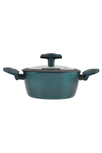 Perfect Home Sea Line Non-Slip Aluminum Saucepan with Glass Lid 24 cm, 4 L