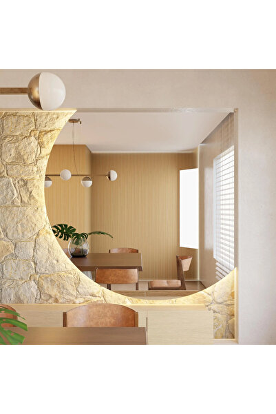 Aypars Atölye Dekoratif LED Yarım Ay Duvar Ayna – Işıklı, Çerçevesiz, Modern ...