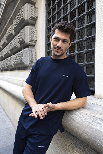 JB John Borners Ανδρικό κοντομάνικο σετ αθλητικής φόρμας με ελαστική μέση σε μπλε ναυτικό - 25Y 7852