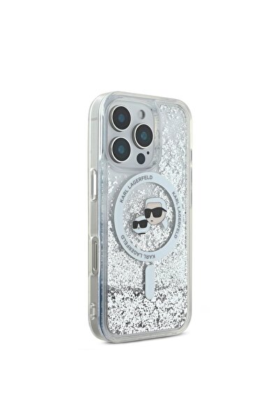 Karl Lagerfeld Case for IPhone 16 Pro Max, Liquid Glitter MagSafe - Transparent