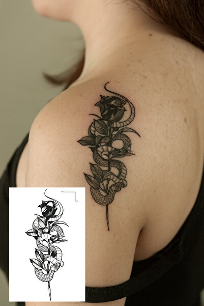 TAKIŞTIR Geçici Gül Ve Yılan Figürlü Mini Dövme Tattoo