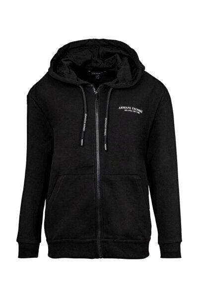 Armani Exchange Women's Regular Fit Zip-Up Hooded Sweatshirt - Black
