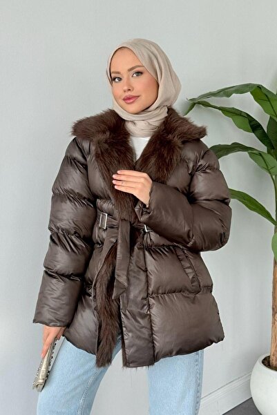 Şulemoda Giyim Troy Fur Inflatable Coat Brown