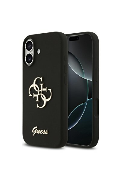 Guess Carcasă pentru iPhone 17, silicon Big 4G Script, protecție subțire, neagră