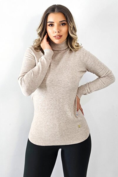 FashionForYou Μπλούζα από κασμίρ και μαλλί, PATY Roll, ψηλό γιακά και αξεσουά...