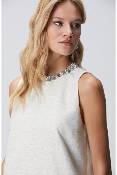 Network Kırık Beyaz Mini Tweed Elbise