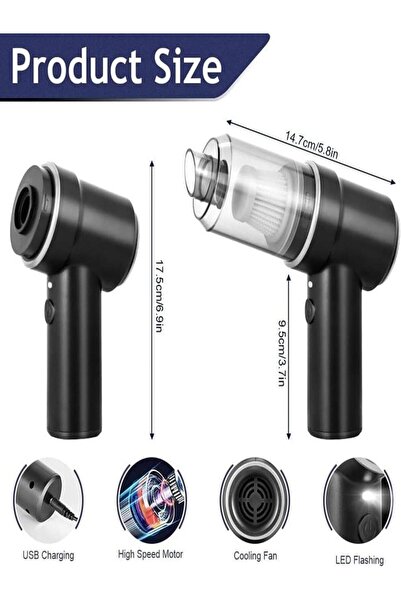 Fabinni Deluxe Aspirator auto/casa Premium Portabil Multifuncțional 3 în 1 (aspirare, suflare, compresie) 9000Pa